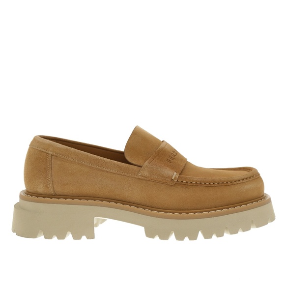 Salvatore Ferragamo Fergal Moccasin Loafer Beige Suede Leather Size 12 New - Picture 2 of 7